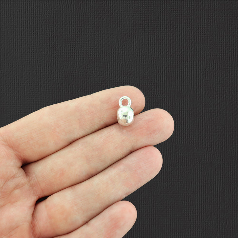 Perles de caution 14 mm x 9 mm - ton argent - 4 perles - SC4409