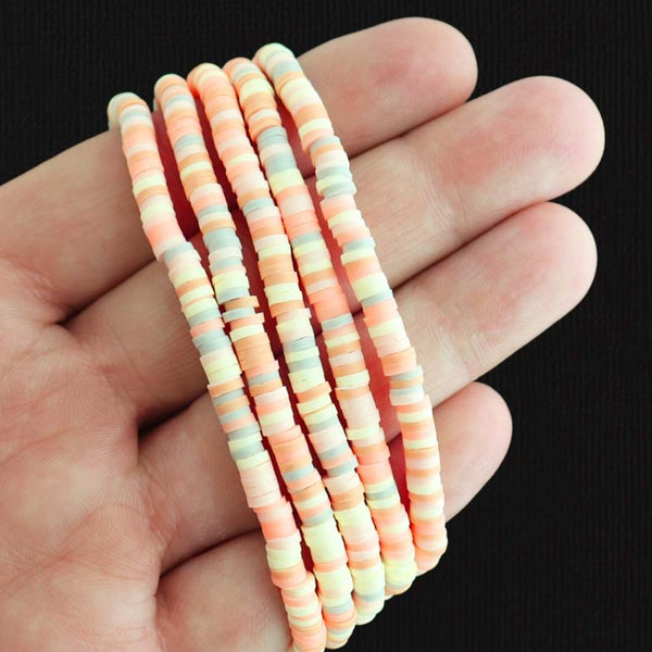 Perles en pâte polymère Heishi 4mm x 1mm - Arc-en-ciel pastel - 1 rang 350 perles - BD1000