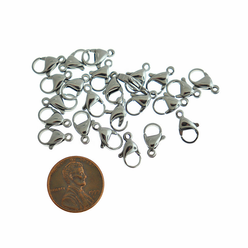 Stainless Steel Lobster Clasps 12mm x 7mm - 10 Clasps - FF273