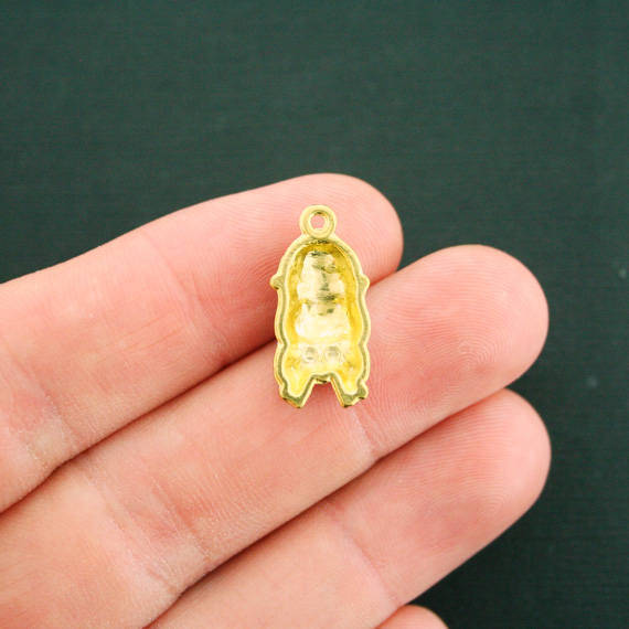 SALE 2 Snowman Gold Tone Enamel Charms - E256