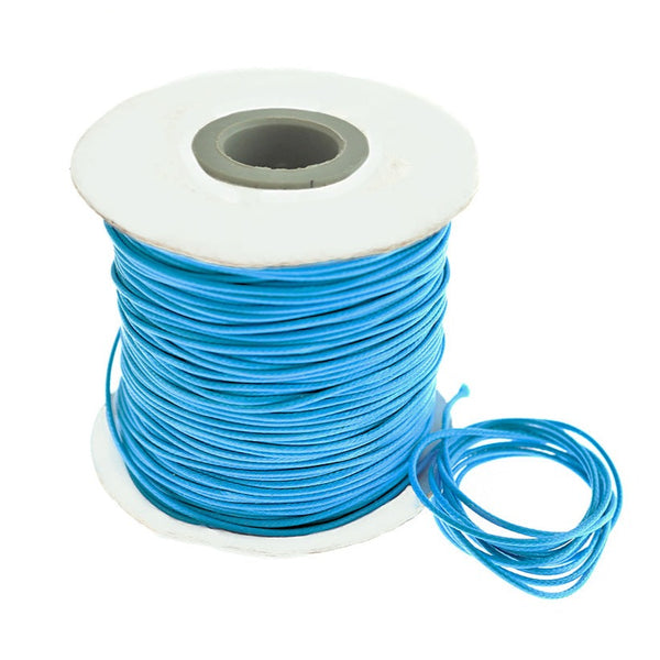 10 Yards Waxed Cord Light Blue 1mm High Quality - WC10