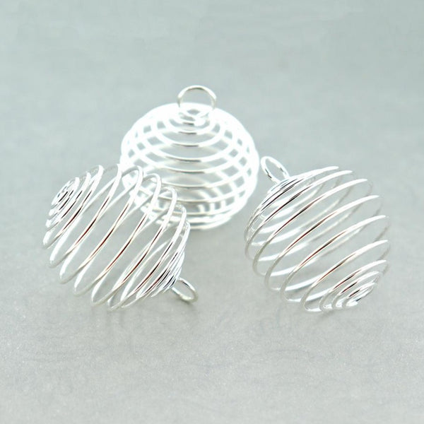 Silver Tone Bead Cages - 30mm x 24mm - 6 Pieces - FD812