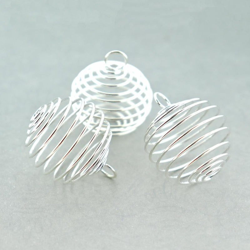 Silver Tone Bead Cages - 30mm x 24mm - 6 Pieces - FD812
