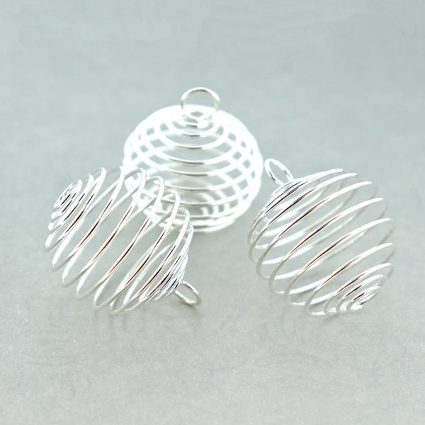 Silver Tone Bead Cages - 30mm x 24mm - 30 Pieces - FD812