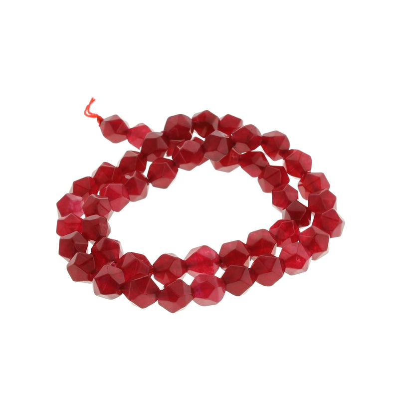 Faceted Natural Jade Beads 8mm - Ruby Red - 1 Strand 48 Beads - BD758