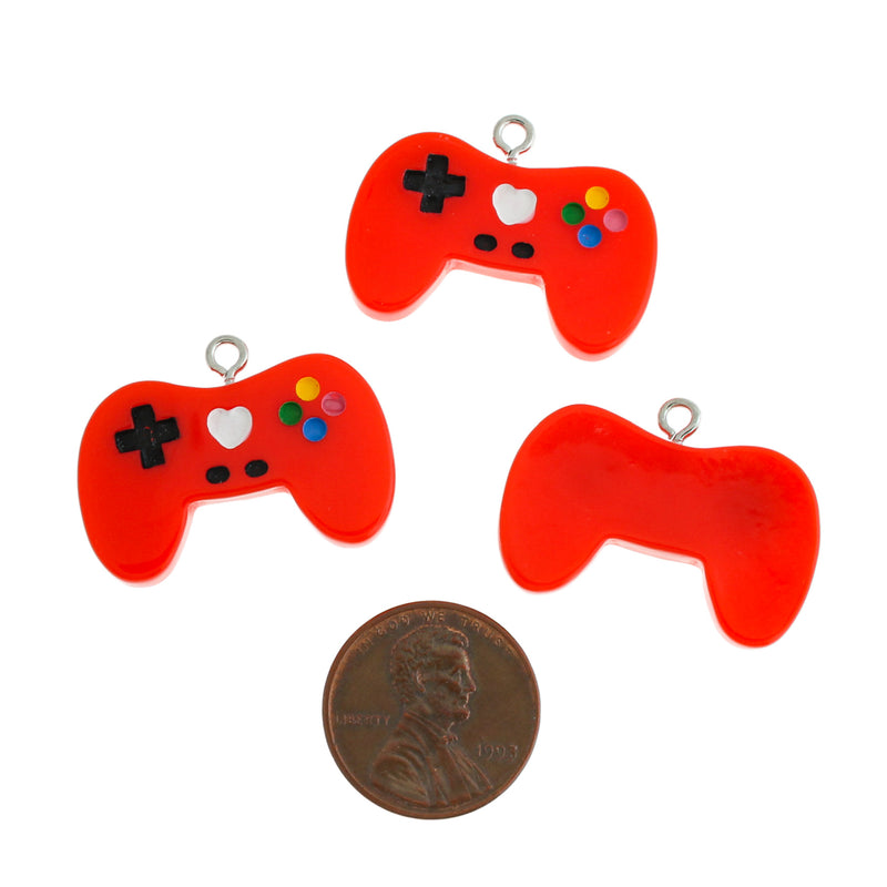4 Red Game Controller Resin Charms - K558