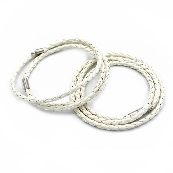 White Faux Leather Wrap Bracelet 23.2" - 4mm - 1 Bracelet - N716
