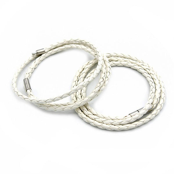 White Faux Leather Wrap Bracelets 23.2" - 4mm - 5 Bracelets - N716