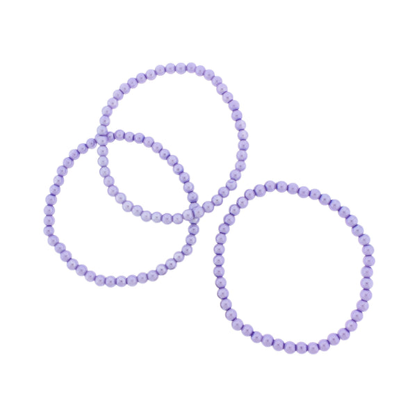 Bracelets ronds en perles de verre - 44 mm - Lavande - 5 bracelets - BB122