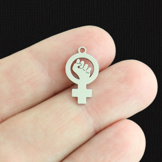 2 Feminist Symbol Stainless Steel Charms 2 Sided - SSP558