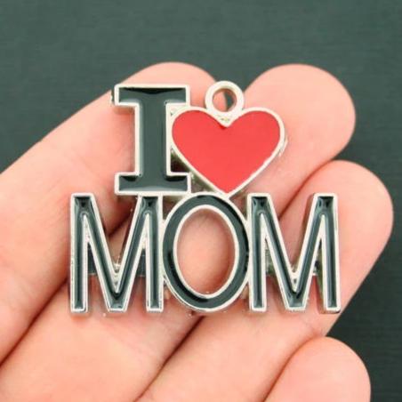 Mom Silver Tone Enamel Charms - E372