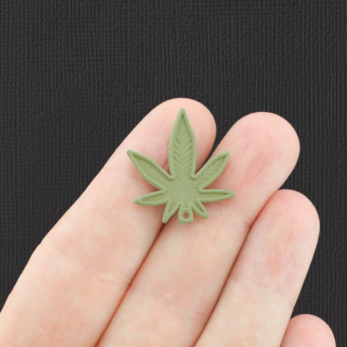4 Marijuana Leaf Enamel Charms - E841