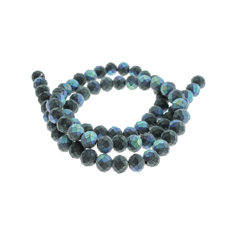 Faceted Glass Beads 10mm x 7mm - Navy Blue - 1 Strand 72 Beads - BD2702