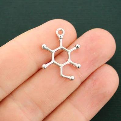 4 Glucose Molecule Silver Tone Charms - SC6397