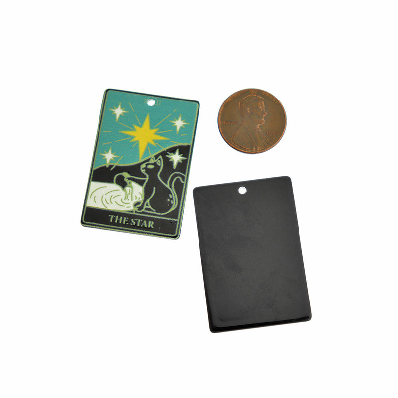 2 breloques en acrylique carte de tarot étoile - K693