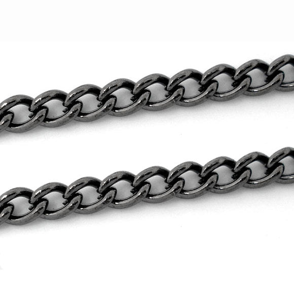 Bulk Gunmetal Tone Curb Chain 32ft - 3mm - FD183