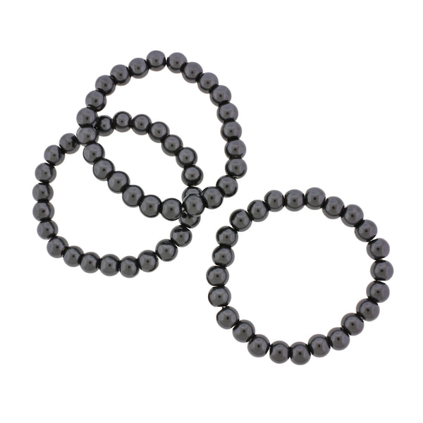 Round Acrylic Bead Bracelet - 47mm - Charcoal Grey - 1 Bracelet - BB185