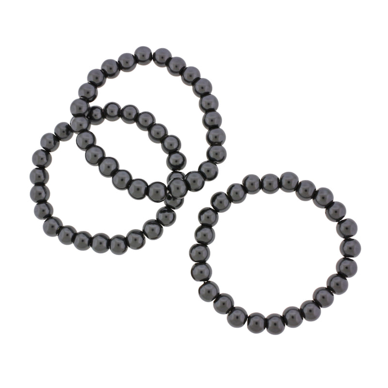 Round Acrylic Bead Bracelet - 47mm - Charcoal Grey - 1 Bracelet - BB185