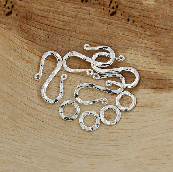 Silver Tone S Shape Toggle Clasps 26mm x 17mm - 4 Sets 8 Pieces - FD586