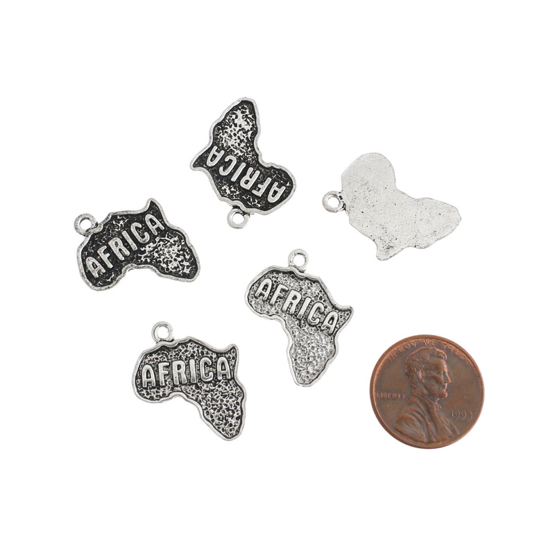 4 Africa Antique Silver Tone Charms - SC4815
