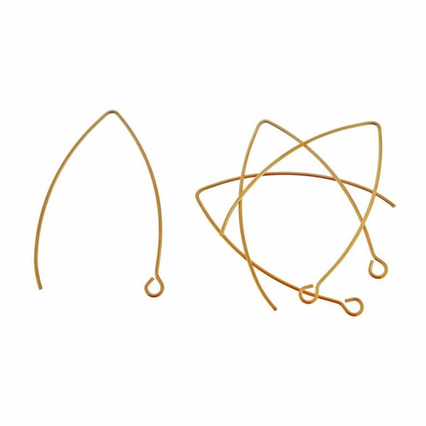 Gold Tone Stainless Steel Earring Wires - Wire Threader With Loop - 41mm - 10 Pieces 5 Pairs - FD937