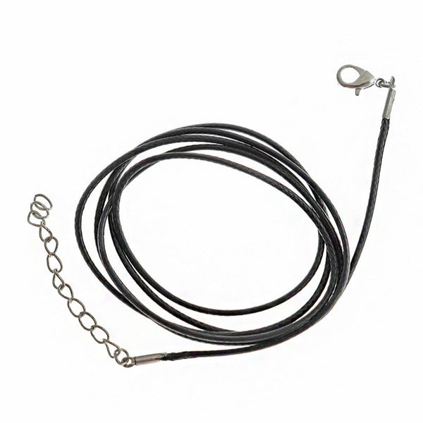 Collier Cordon Ciré Noir 36" Plus Extender - 3mm - 4 Colliers - N284