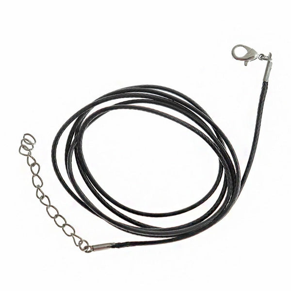 Black Wax Cord Necklace 36" Plus Extender - 3mm - 4 Necklaces - N284