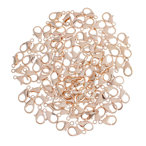 Rose Gold Tone Lobster Clasps 14mm x 8mm - 25 Clasps - FF235