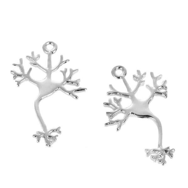 5 Neuron Silver Tone Charms 2 Sided - SC5605