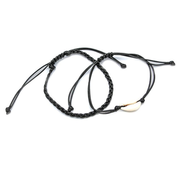 Bracelets réglables en cordon de cire cauri - 310 mm - 1 lot de 2 bracelets - N734