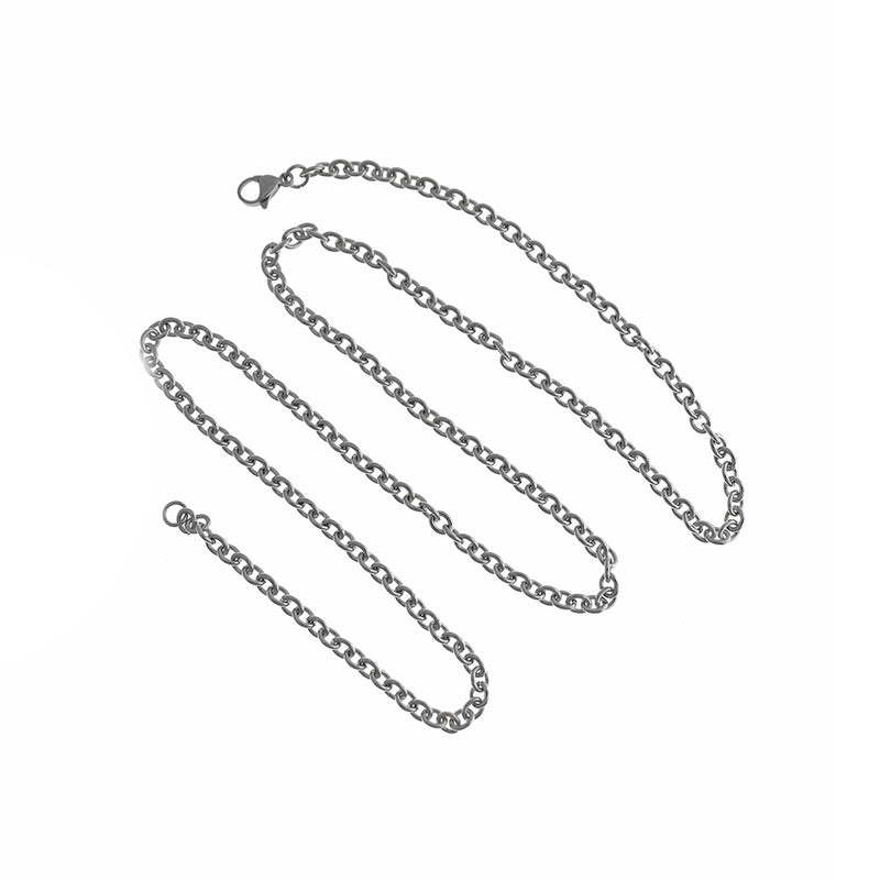 Stainless Steel Cable Chain Necklaces 23" - 4mm - 10 Necklaces - N373