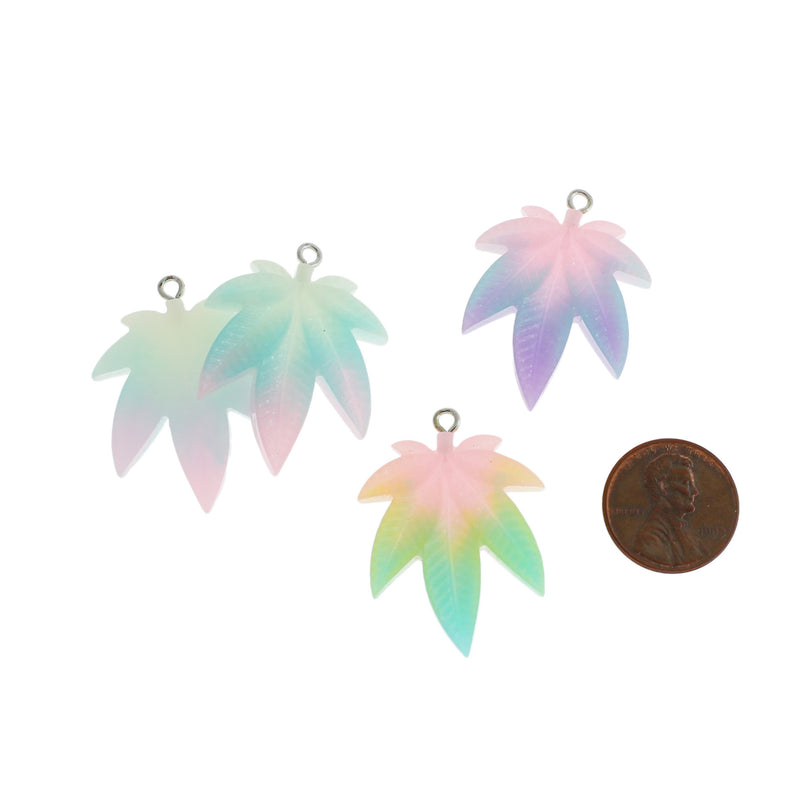 4 Assorted Weed Leaf Resin Charms - K510