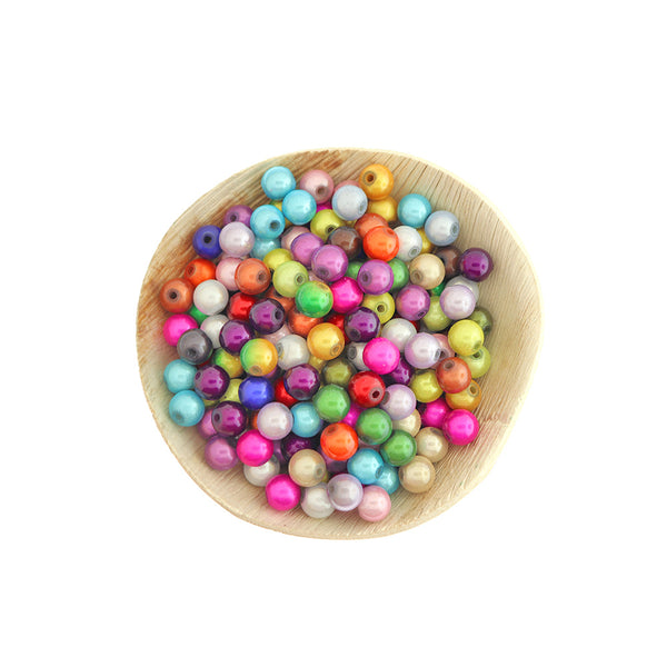 Round Acrylic Beads 8mm - Assorted Rainbow - 200 Beads - BD2800