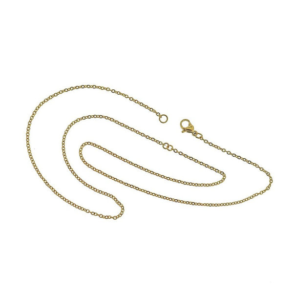 Gold Stainless Steel Cable Chain Connector Necklace 18.5" - 2mm - 1 Necklace - N628