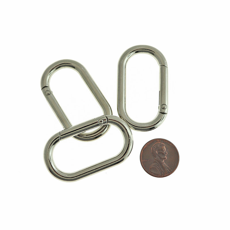 Silver Tone Oval Spring Gate Clasps 44mm x 25mm - 4 Clasps - FD1070