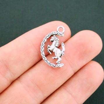 4 Horse Antique Silver Tone Charms 2 Sided - SC6069