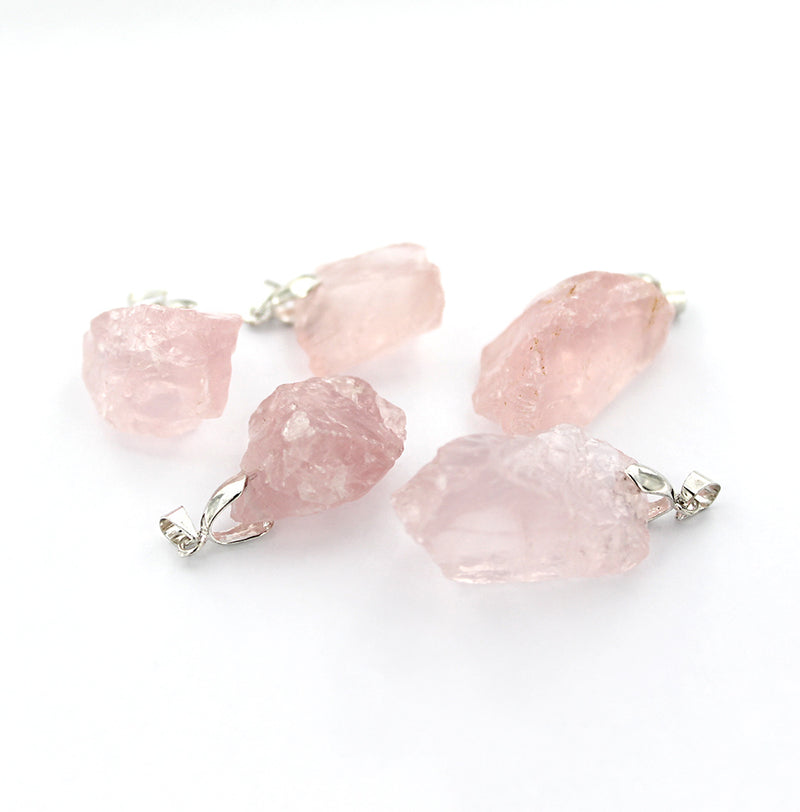 Pendentif 3D en pierres précieuses de quartz rose naturel - GEM069