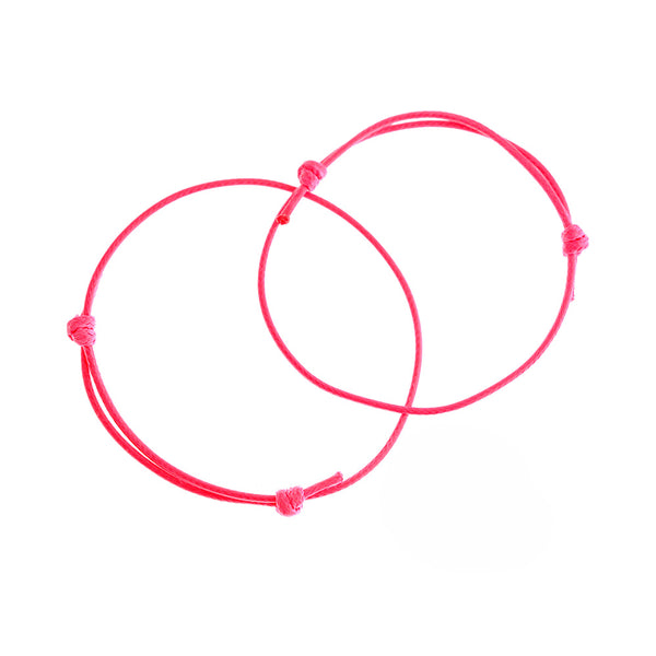 Hot Pink Wax Cord Bracelets - 40-80mm - 4 Bracelets - N186