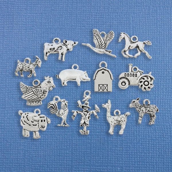 Barnyard Charm Collection Ton argent antique 13 breloques différentes - COL187