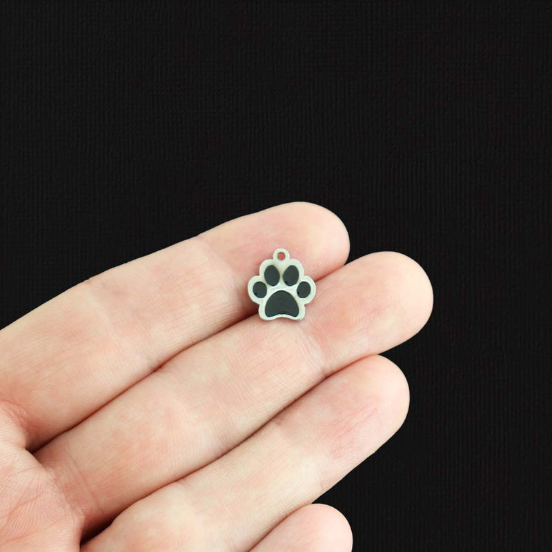 4 Paw Print Enamel Stainless Steel Charms - SSP492
