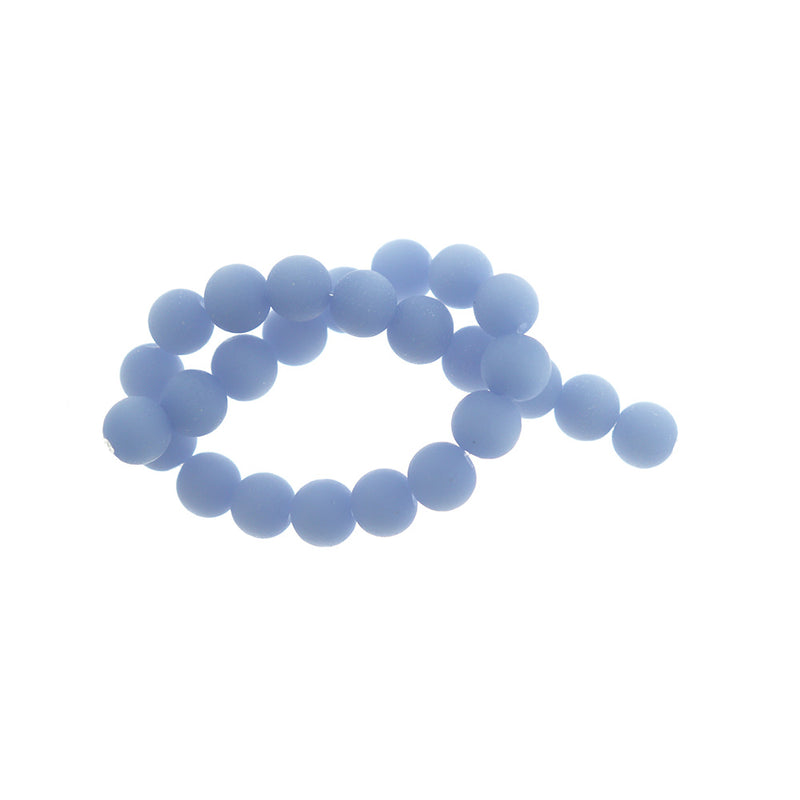 Round Cultured Sea Glass Beads 8mm - Sky Blue - 1 Strand 24 Beads - U201