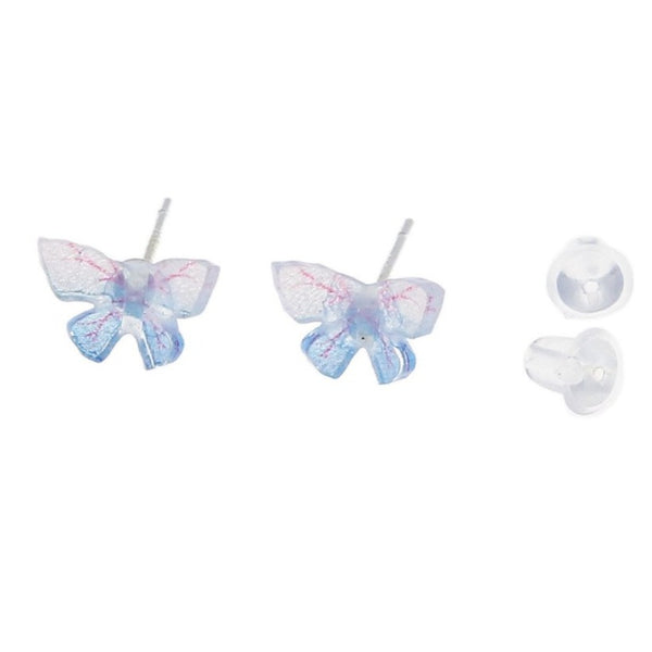 Boucles d'oreilles en argent sterling - clous papillon en résine violette - 10 mm x 5 mm - 2 pièces 1 paire - ER250