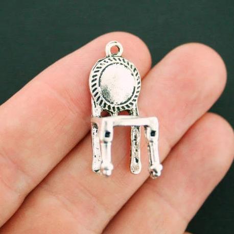 SALE 4 Chair Antique Silver Tone Charms 3D - SC3875