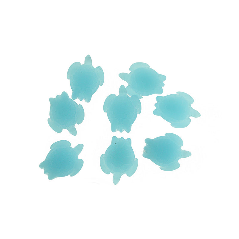 BULK 5 Breloques en verre de mer de culture tortue bleue - U086
