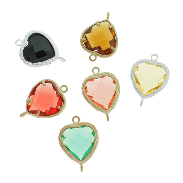 4 Assorted Glass Pendant Connector Charms - GP30
