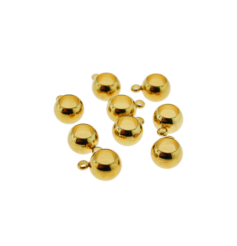 Bail Stainless Steel Beads 11mm x 8mm - Gold Tone - 4 Beads - FD806