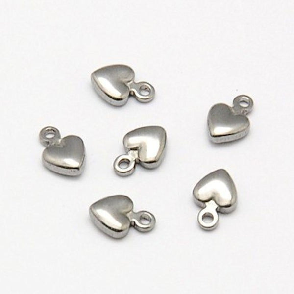 5 Heart Stainless Steel Charms 3D - MT220