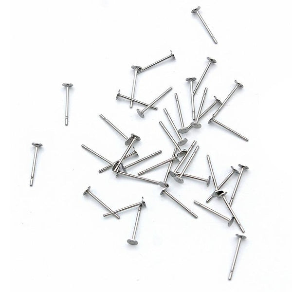 Stainless Steel Earrings - Stud Bases - 11.8mm x 3mm - 50 Pieces 25 Pairs - FD990