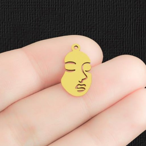 Profil Artistique Or Acier Inoxydable Breloque 2 Faces - SSP407
