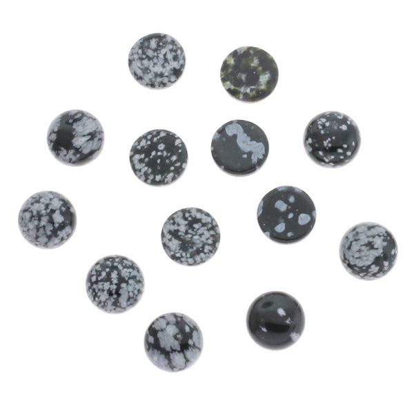 Natural Snowflake Obsidian Gemstone Cabochon Seals 8mm - 4 Pieces - CBD029